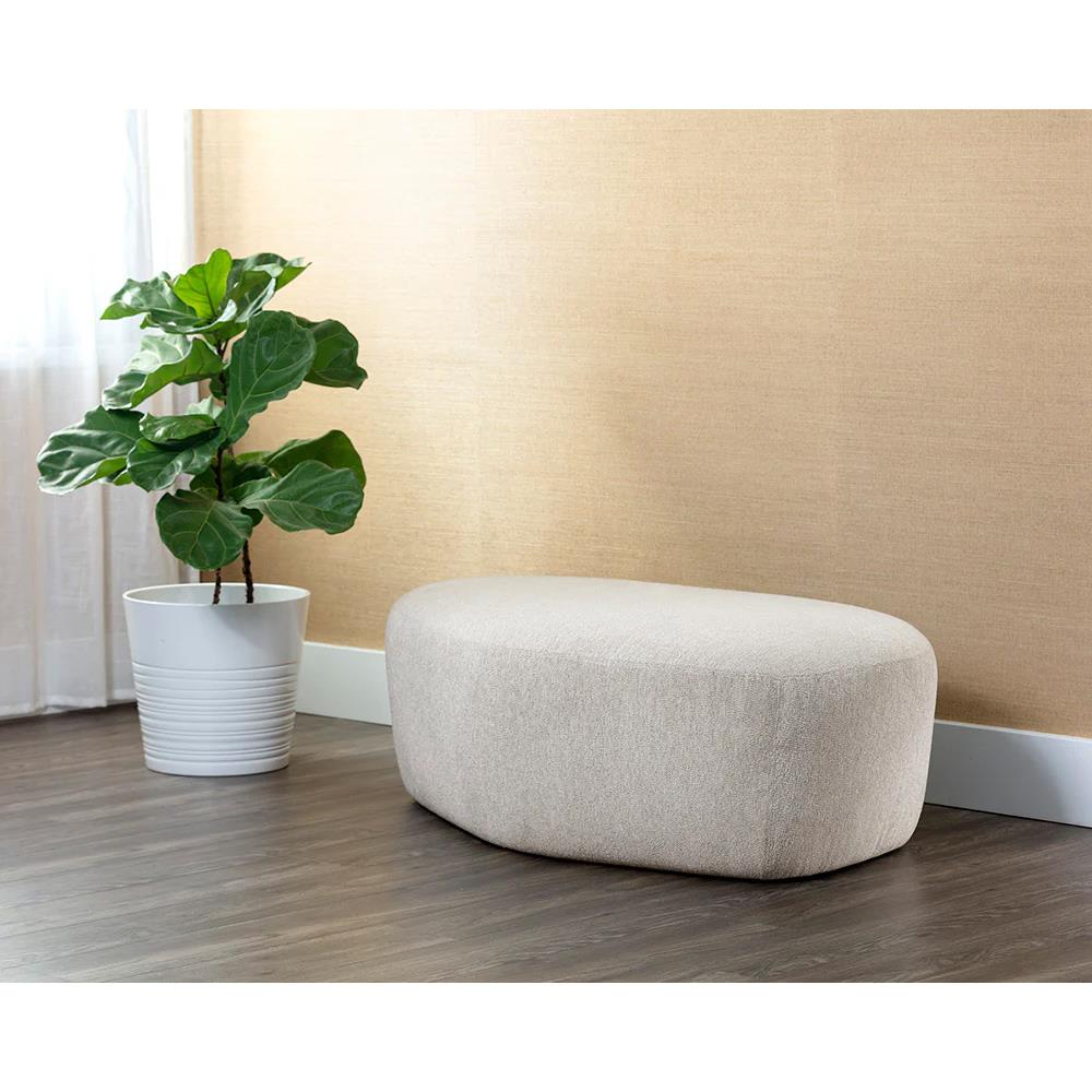 Fannie Modern Classic Dove Cream Upholstered Curved Ottoman|