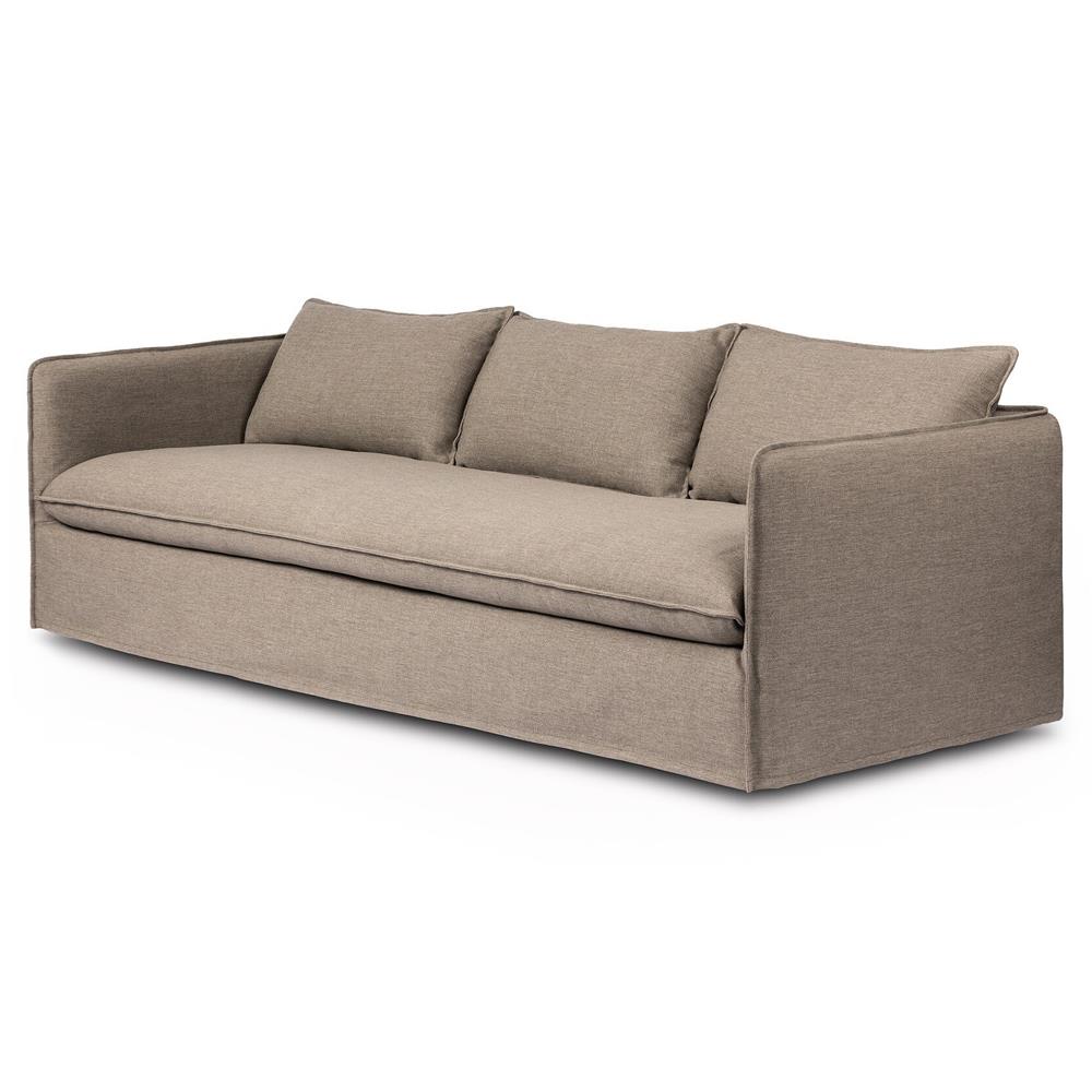 Andrew Modern Brown Slipcovered Outdoor Sofa - 96"W|