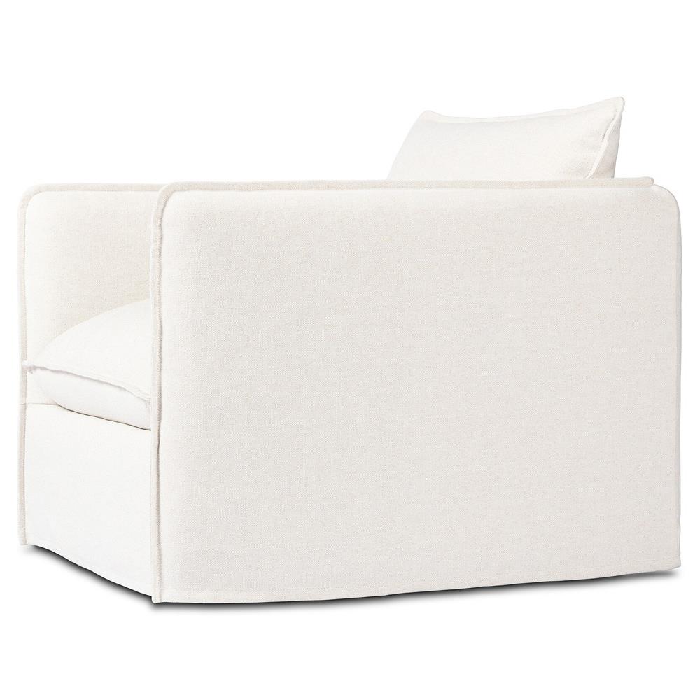Andrew Modern Off White Upholstered Linen Outdoor Swivel Arm Chair|
