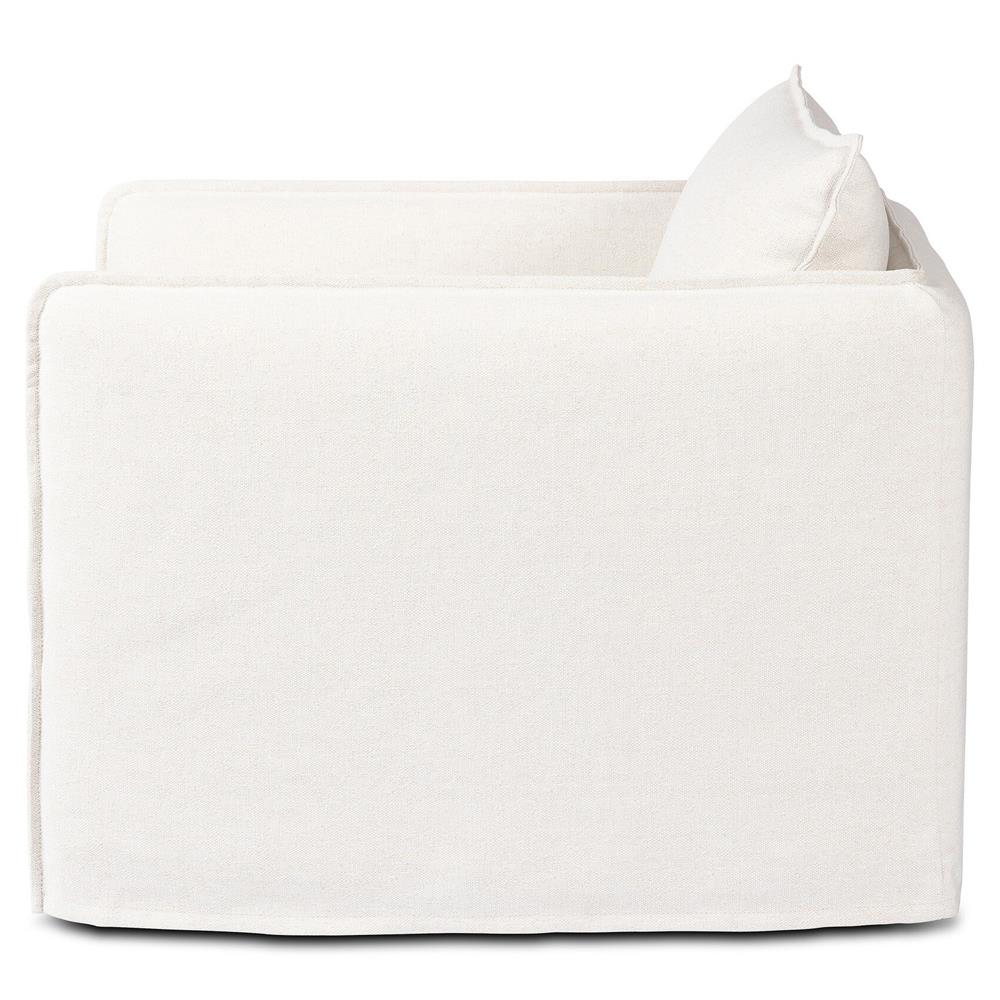 Andrew Modern Off White Upholstered Linen Outdoor Swivel Arm Chair|