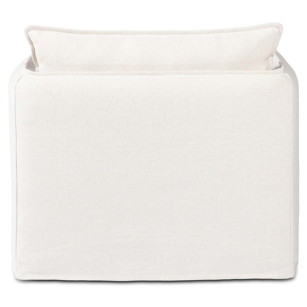 Andrew Modern Off White Upholstered Linen Outdoor Swivel Arm Chair|