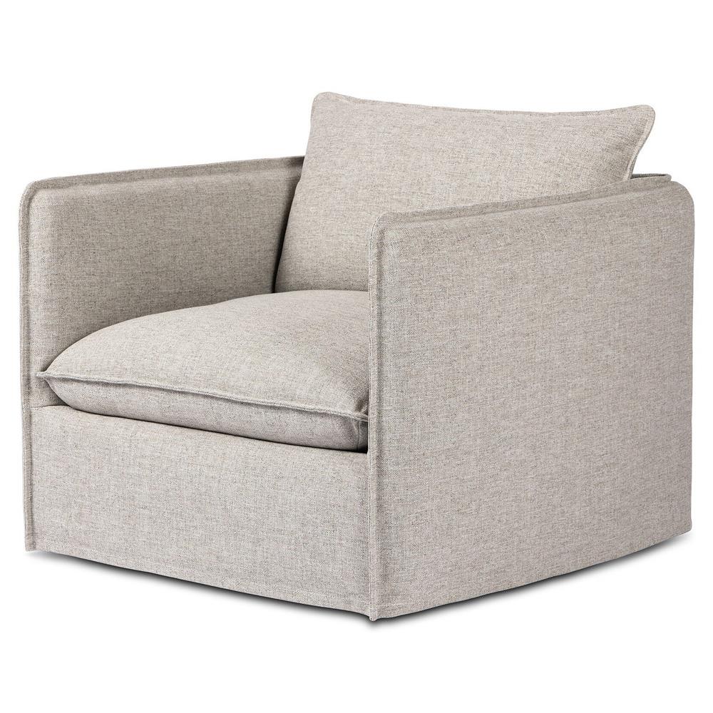 Andrew Modern Grey Upholstered Outdoor Swivel Arm Chair|
