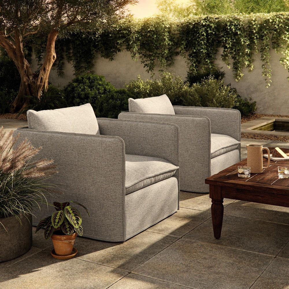 Andrew Modern Grey Upholstered Outdoor Swivel Arm Chair|