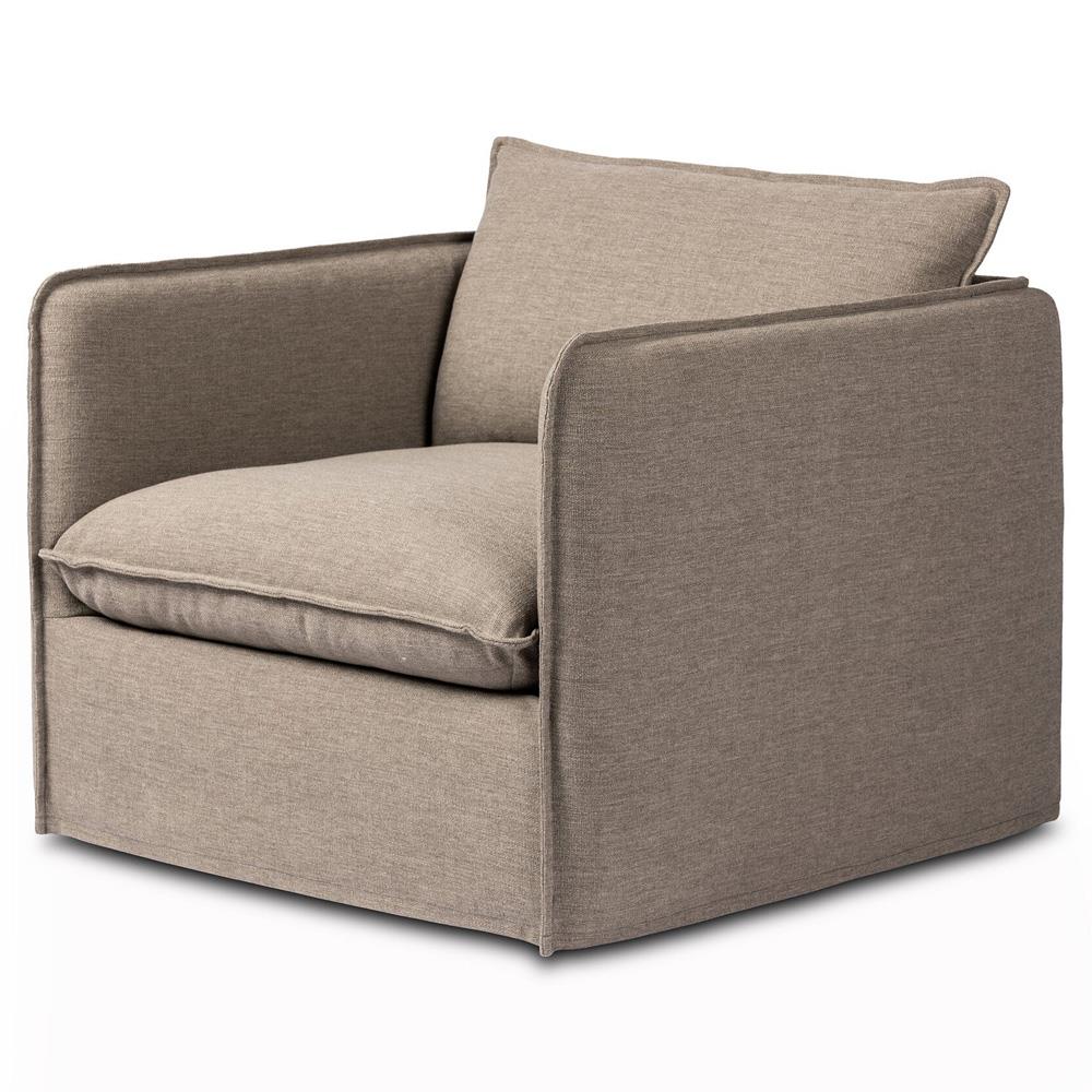 Andrew Modern Brown Upholstered Outdoor Swivel Arm Chair|