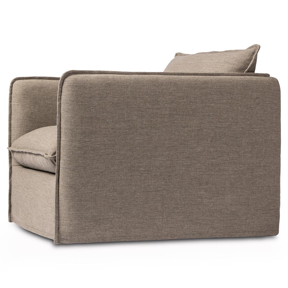 Andrew Modern Brown Upholstered Outdoor Swivel Arm Chair|