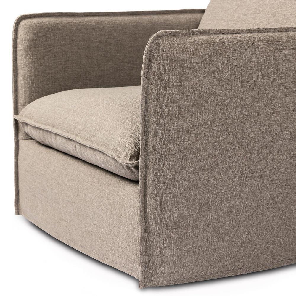Andrew Modern Brown Upholstered Outdoor Swivel Arm Chair|