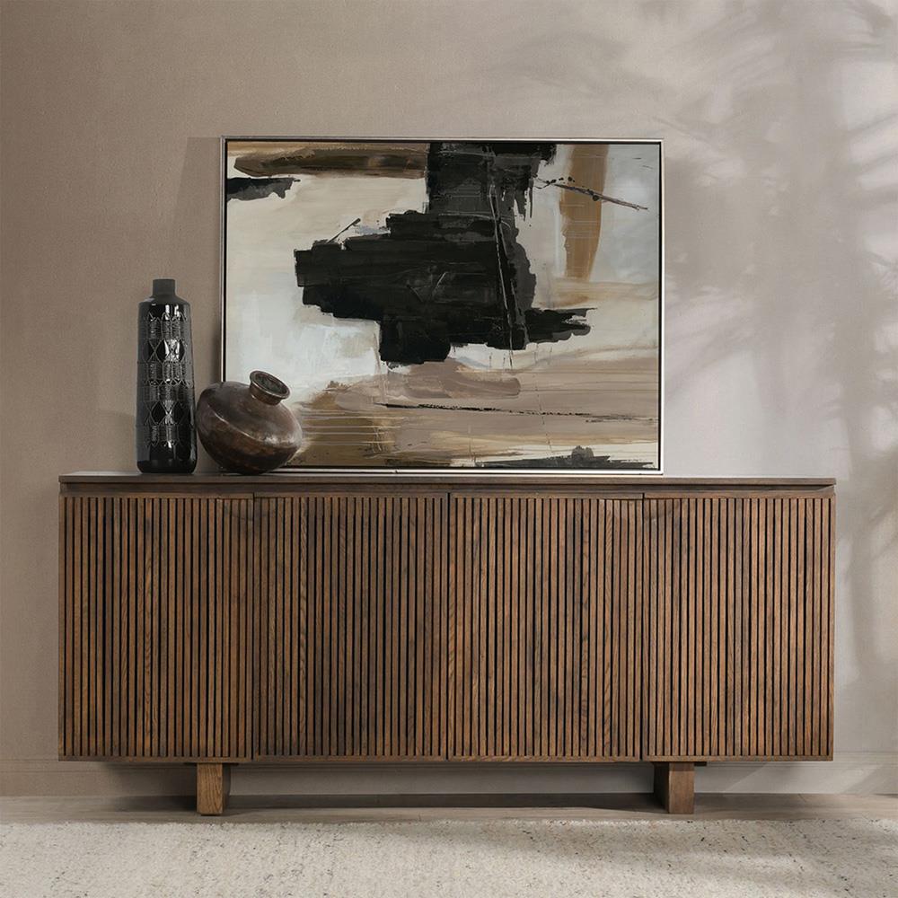 Theodore Rustic Lodge Toasted Brown Oak Wood Sideboard Wide (Over