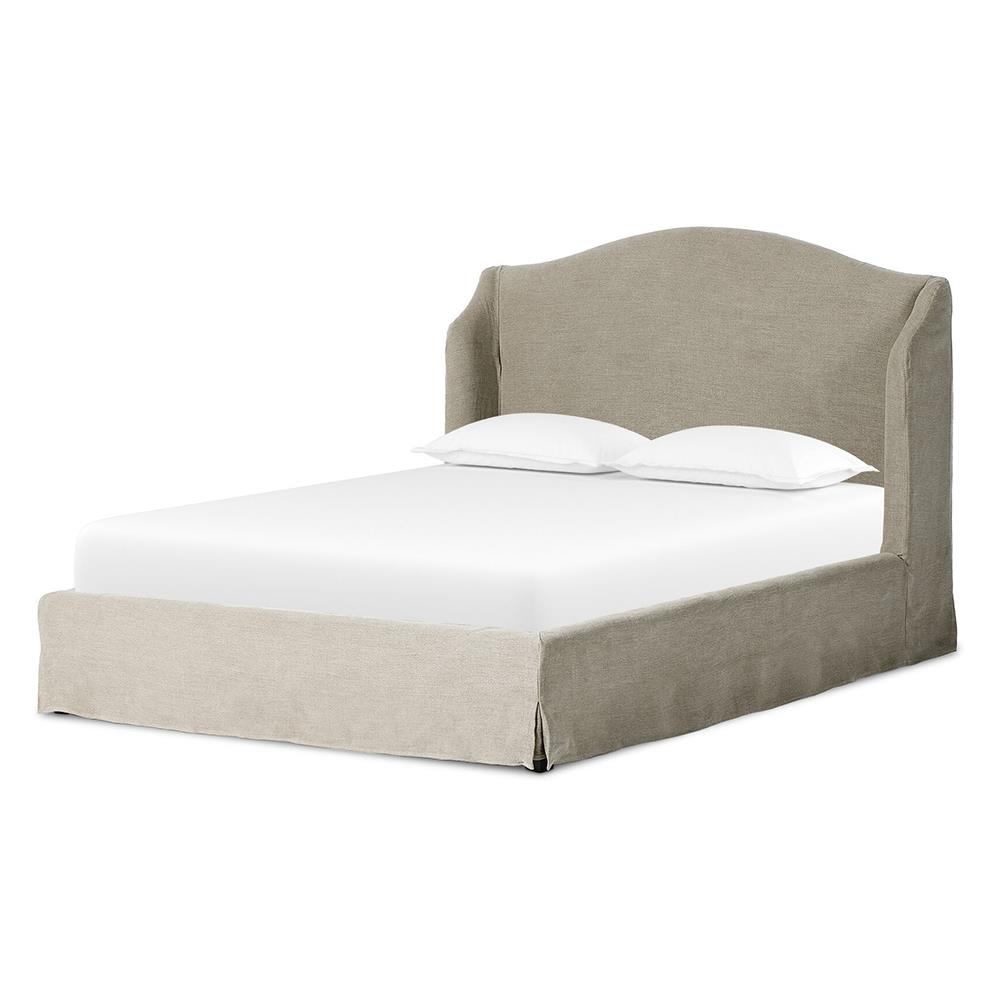 Maddie Modern Grey Upholstered Linen Slipcovered Wingback Bed - King ...