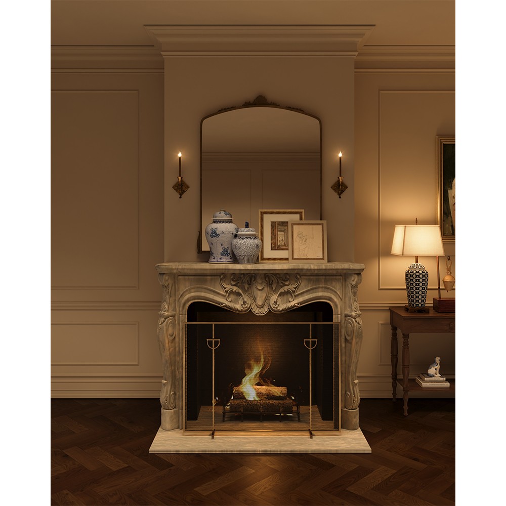 Ambrose French Country Antique Gold Metal Ornate Wall Mirror|