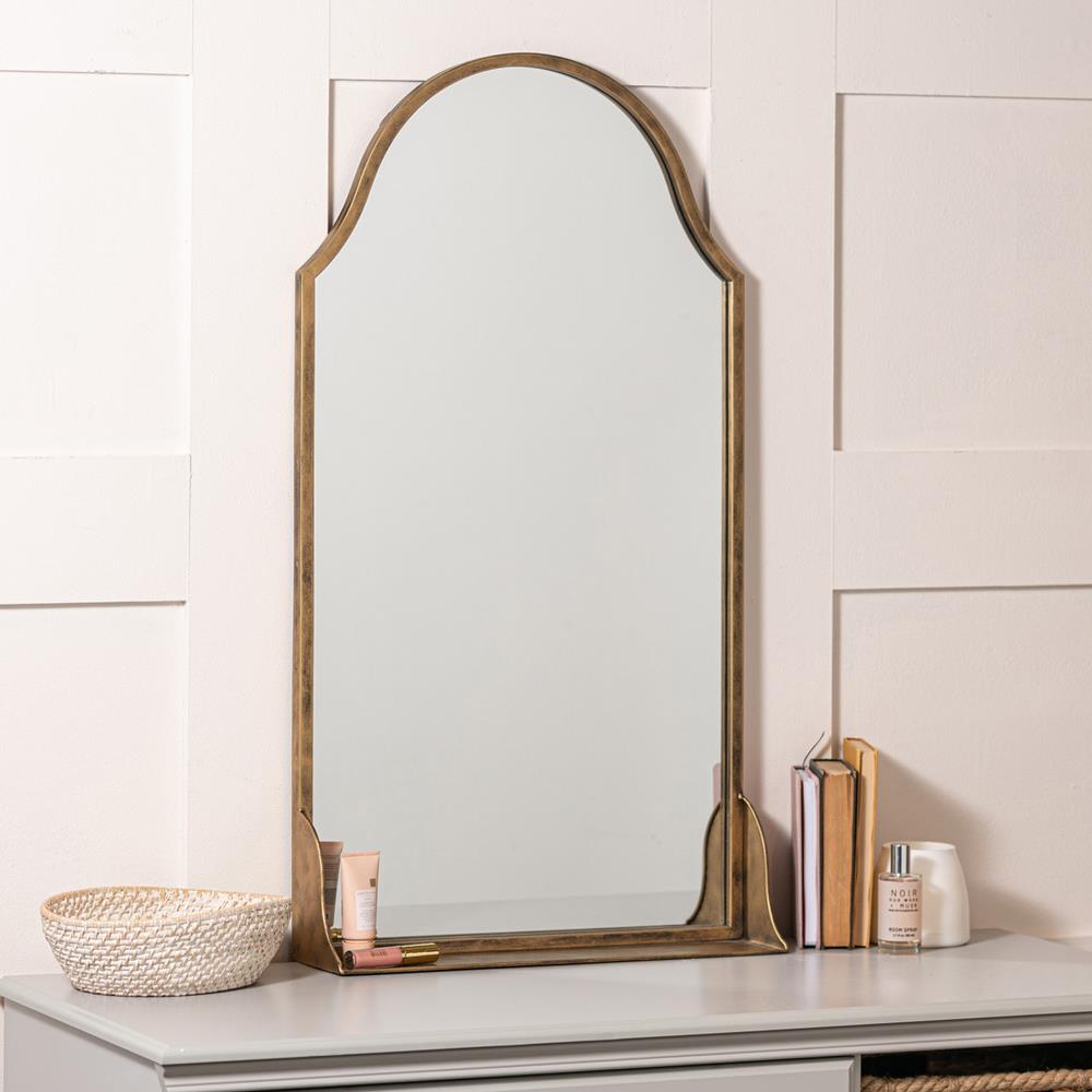 Socorro Hollywood Regency Antique Bronze Metal Wall Mirror|