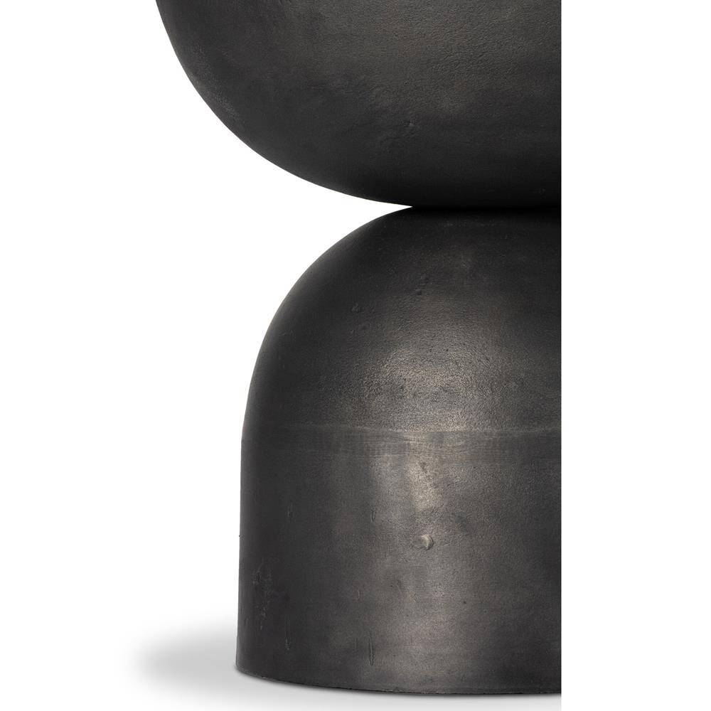 Malia Industrial Loft Beige Marble Top Aluminum Round Side End Table|