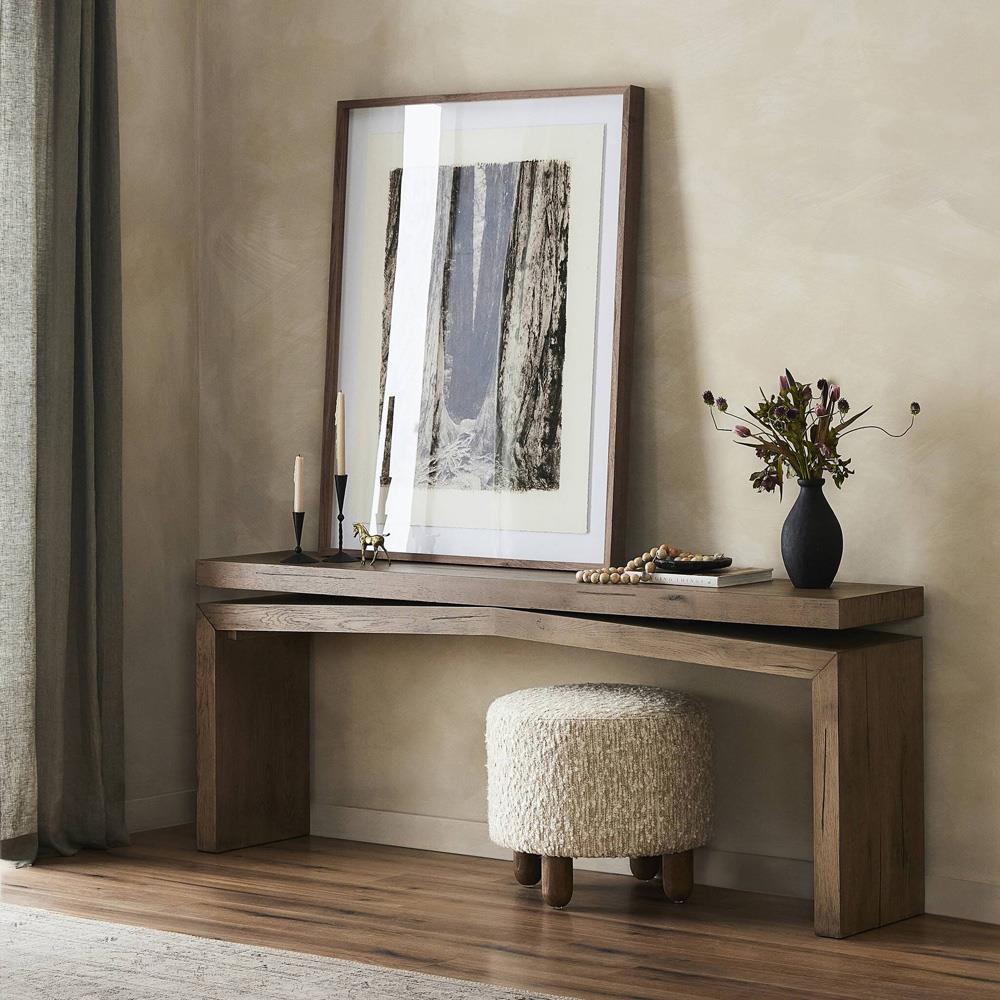 Rayan Rustic Lodge Grey Oak Wood Console Table Extra Long (over 75