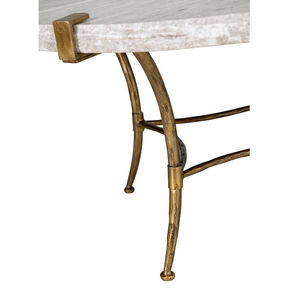 Iana Hollywood Regency Cream Marble Gold Metal Round Coffee Table