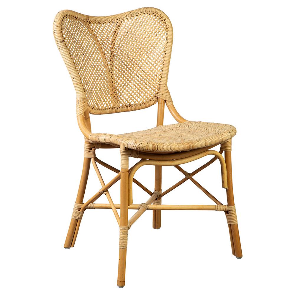 Isla Coastal Beach Natural Cane Rattan Woven Dining Side Chair|