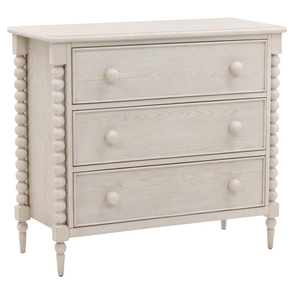 Calypso Updated Traditional Whitewash Oak Bobbin Dresser|