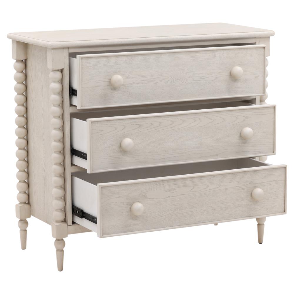 Calypso Updated Traditional Whitewash Oak Bobbin Dresser|