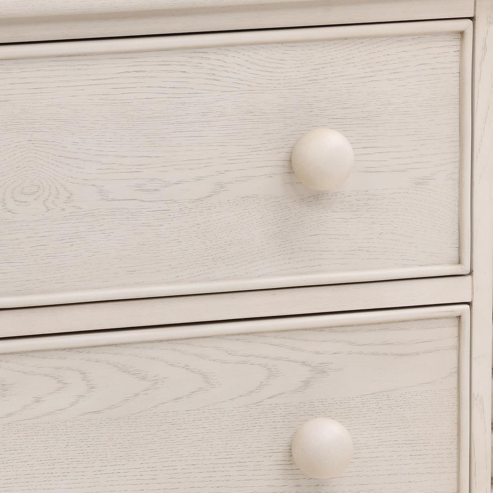Calypso Updated Traditional Whitewash Oak Bobbin Dresser|