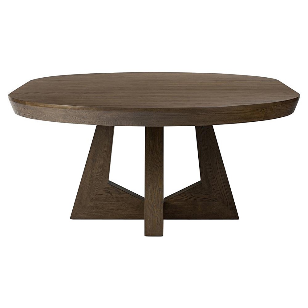 Zylvia Rustic Dark Brown Solid Oak Wood Extendable Round Dining Table - 60-94.02"W|