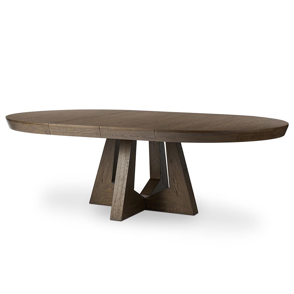 Zylvia Rustic Dark Brown Solid Oak Wood Extendable Round Dining Table - 60-94.02"W|