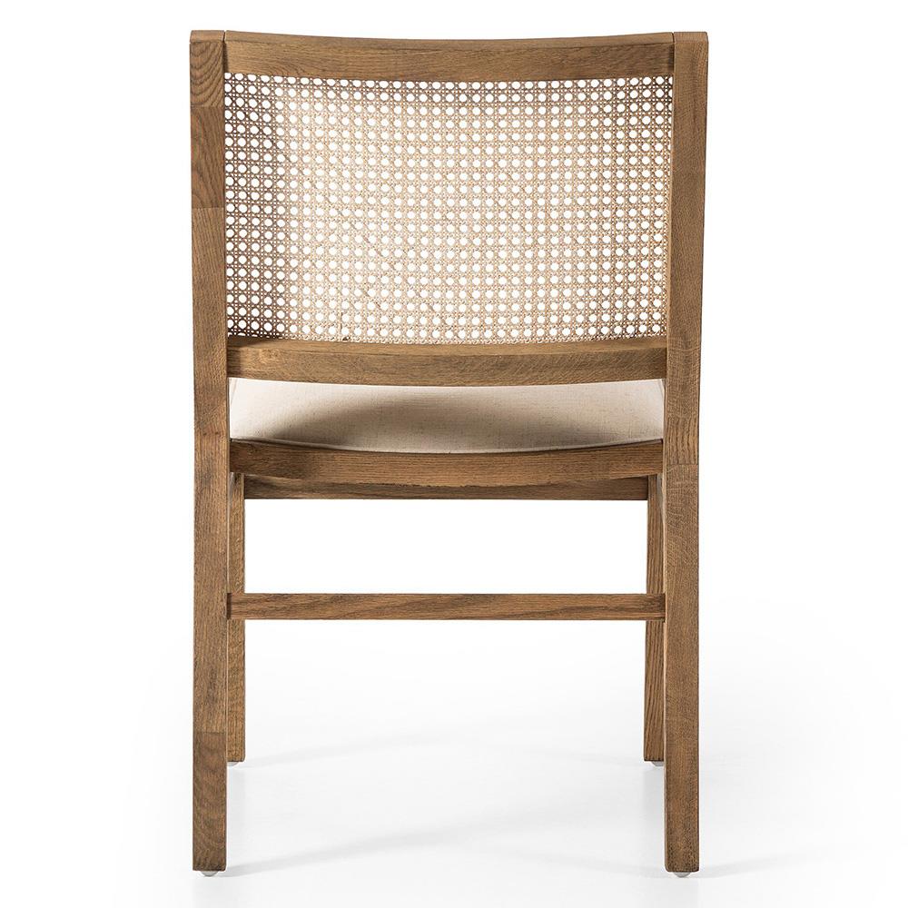 Samantha Coastal White Performance Upholstered Natural Wood Cane