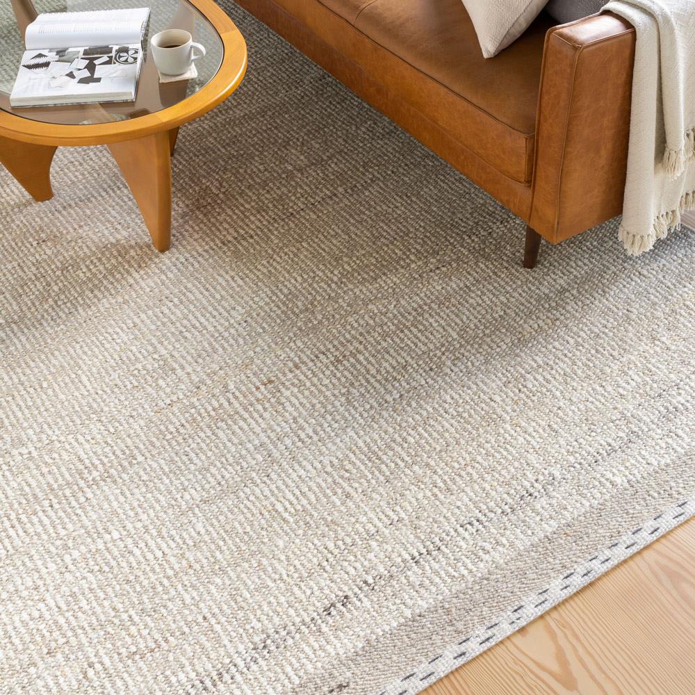 Shiloh Coastal Beach Beige Wool Striated Rug - 5'x7'6