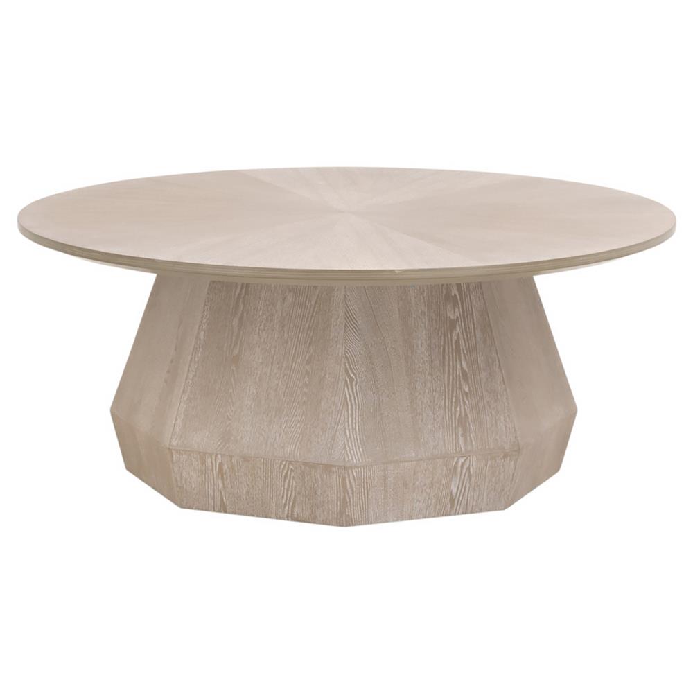 Courtney Modern Classic Natural Grey Wood Round Coffee Table|