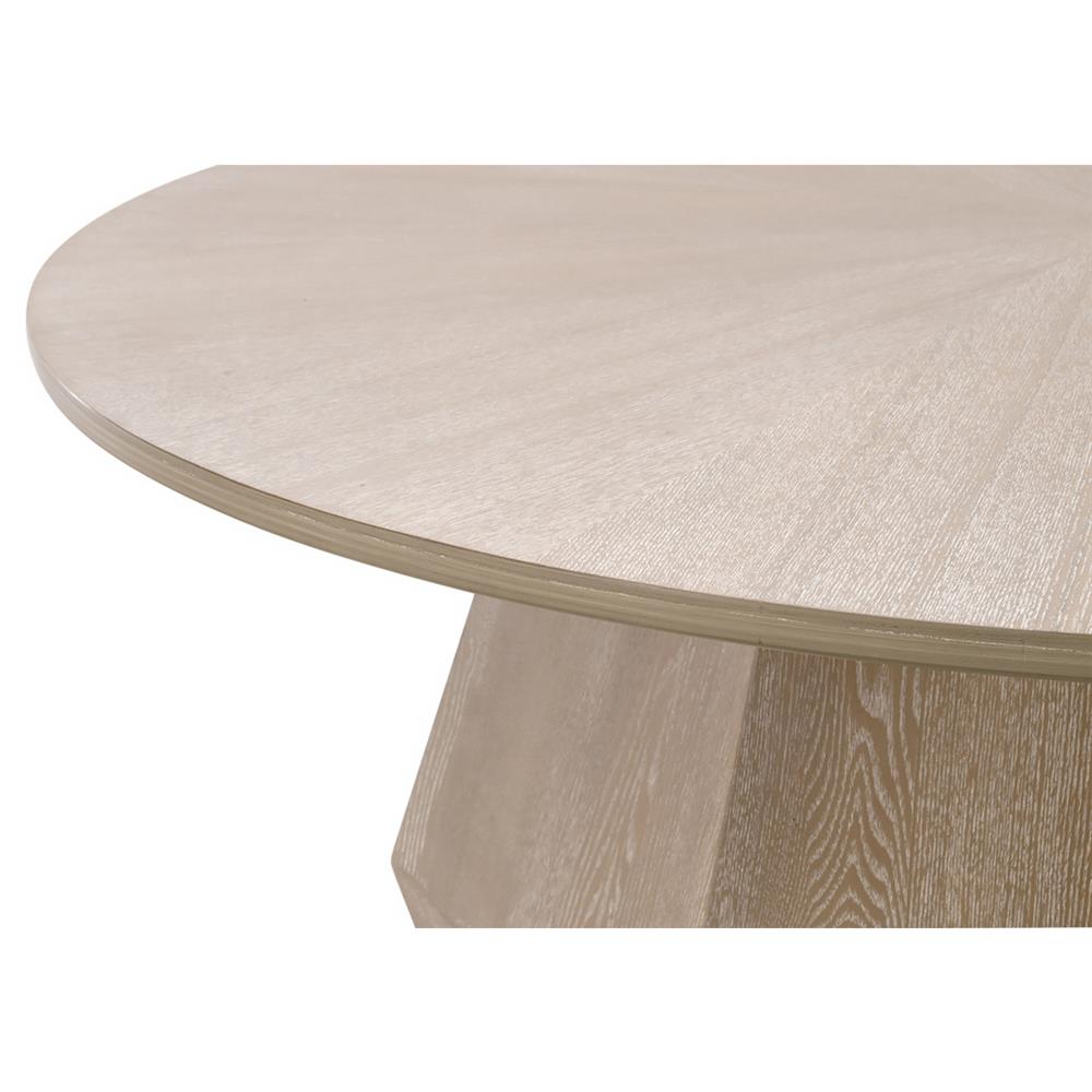 Courtney Modern Classic Natural Grey Wood Round Coffee Table|