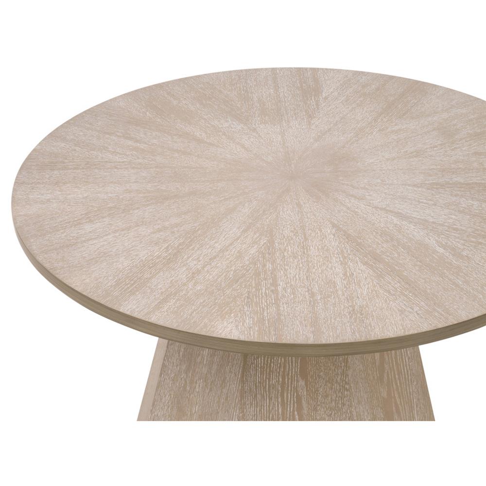 Courtney Modern Classic Natural Grey Wood Round Pedestal Side End Table|