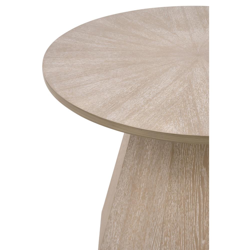 Courtney Modern Classic Natural Grey Wood Round Pedestal Side End Table|