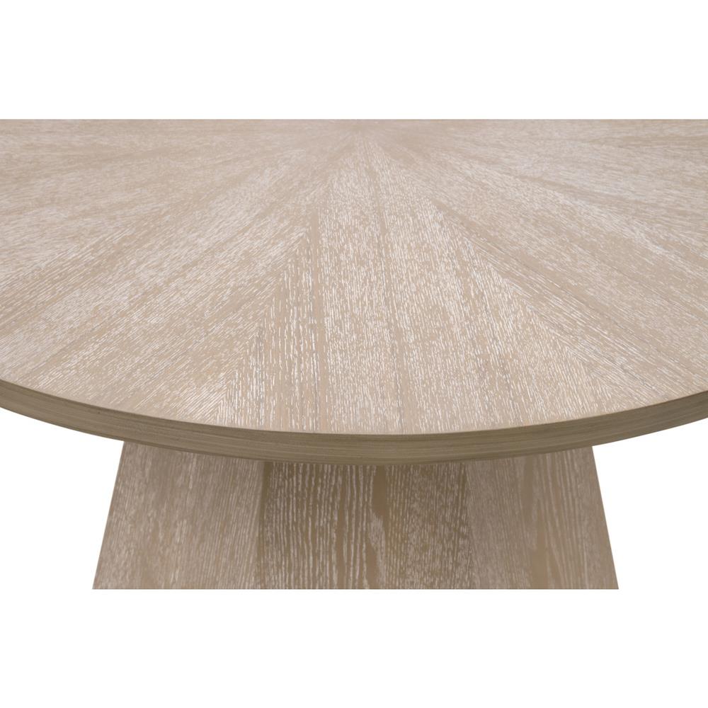 Courtney Modern Classic Natural Grey Wood Round Pedestal Side End Table|