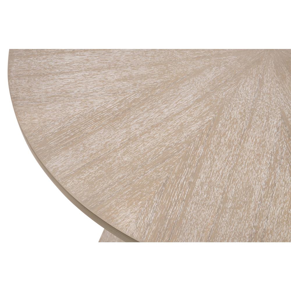 Courtney Modern Classic Natural Grey Wood Round Pedestal Side End Table|