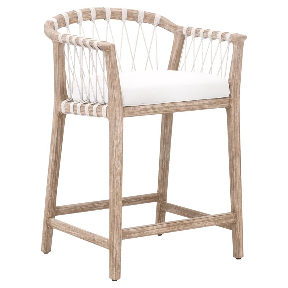 Finn Coastal Beach Natural Grey Wood Pearl Performance Seat Counter Stool|