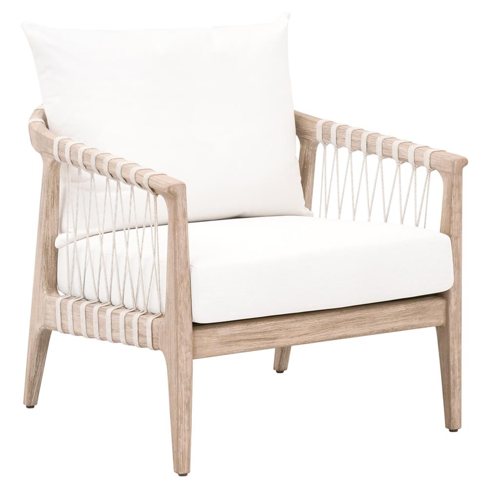 Finn Coastal Beach Natural Grey Wood Pearl White Performance Occasional Chair|