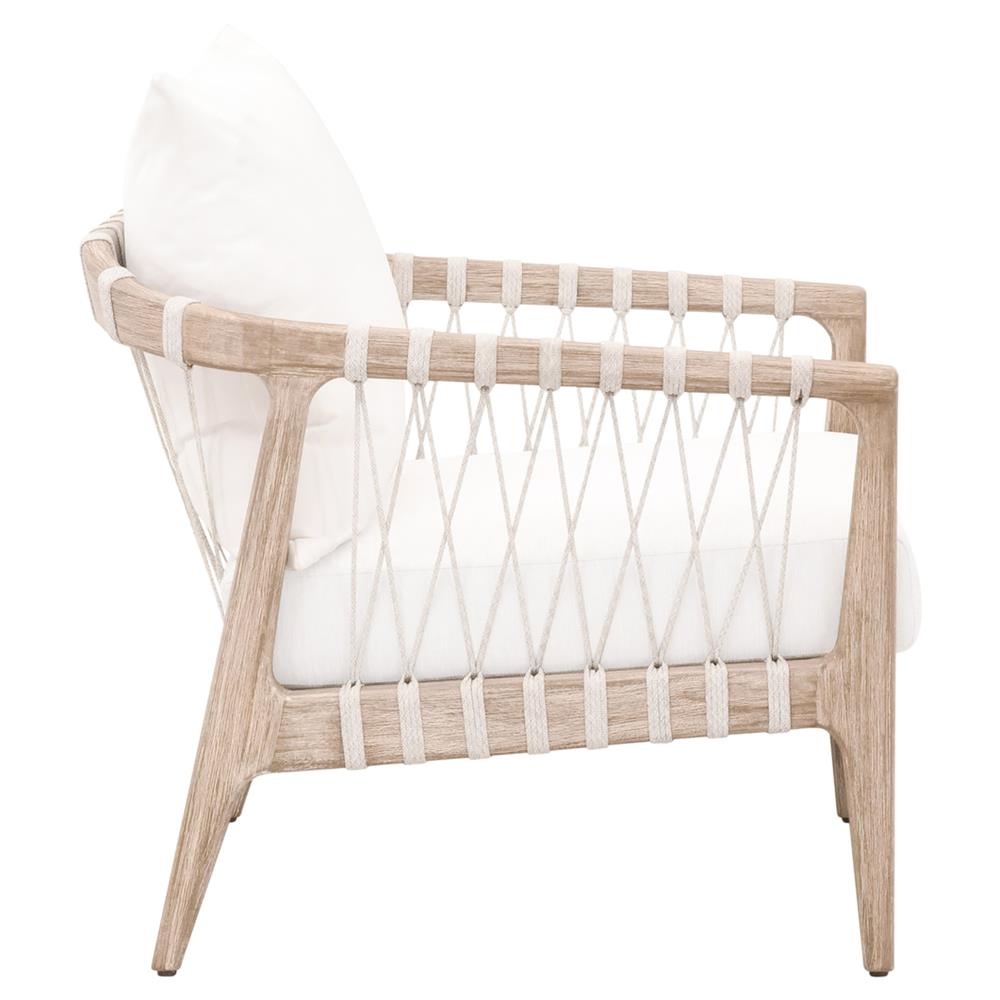 Finn Coastal Beach Natural Grey Wood Pearl White Performance Occasional Chair|
