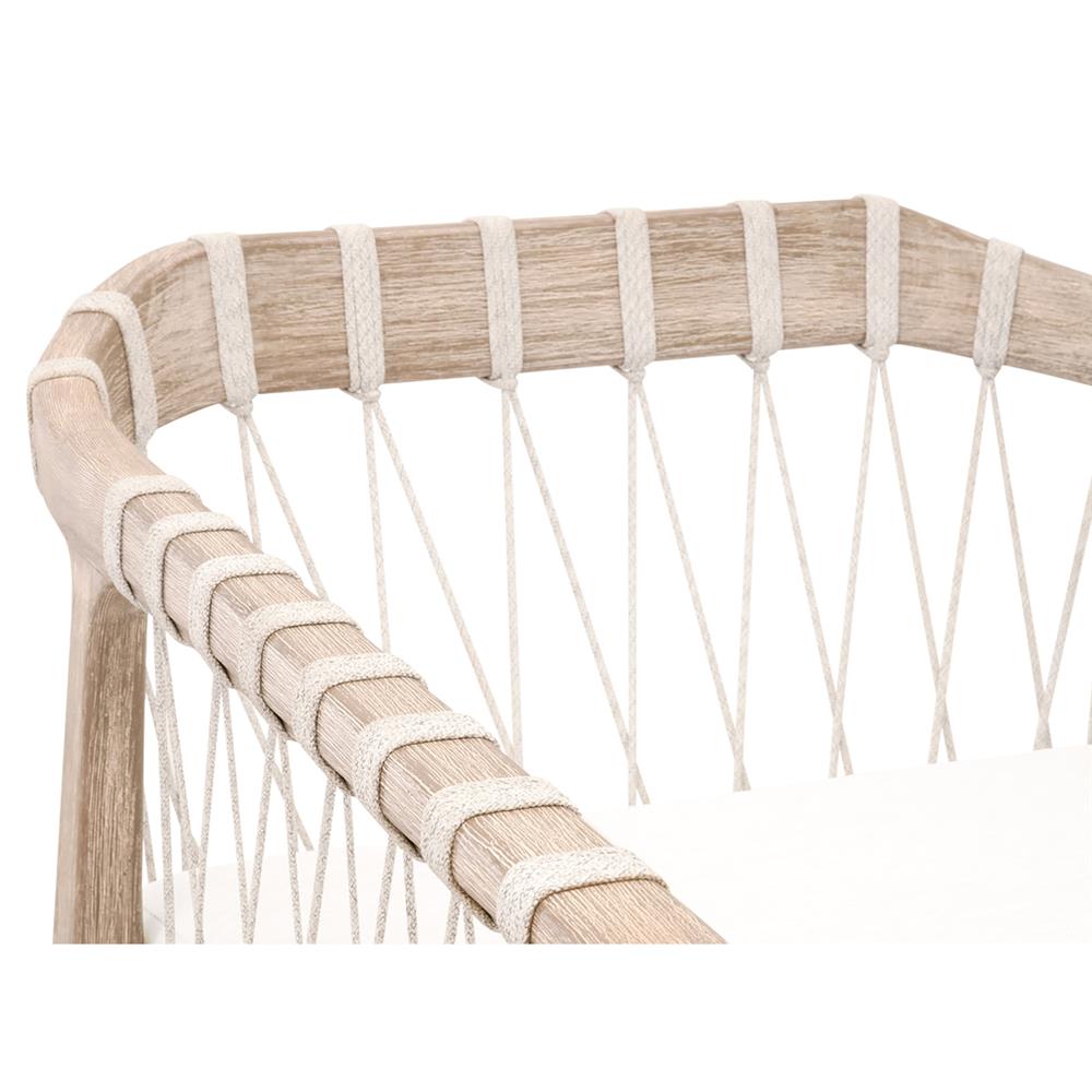 Finn Coastal Beach Natural Grey Wood Pearl White Performance Occasional Chair|