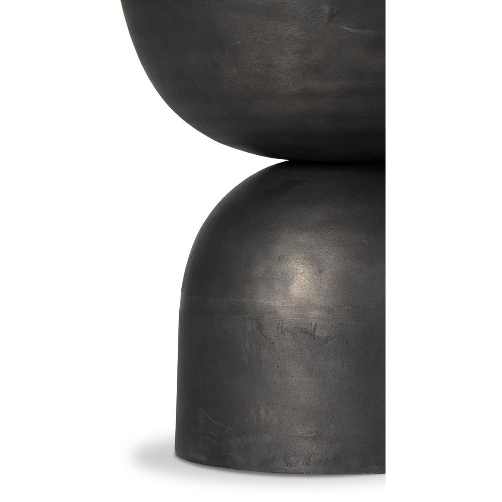 Malia Industrial Loft River Grey Marble Top Aluminum Round End Table|