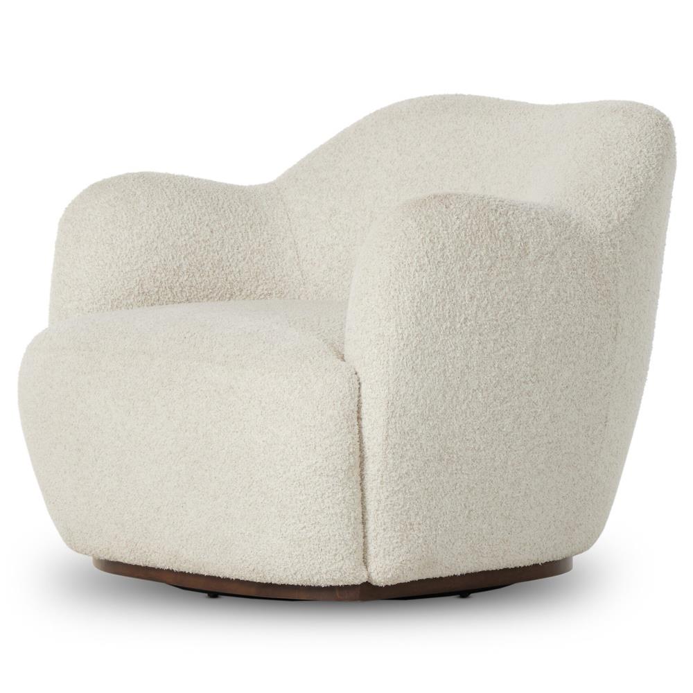 Justine Modern Classic Off White Swivel Barrel Chair|