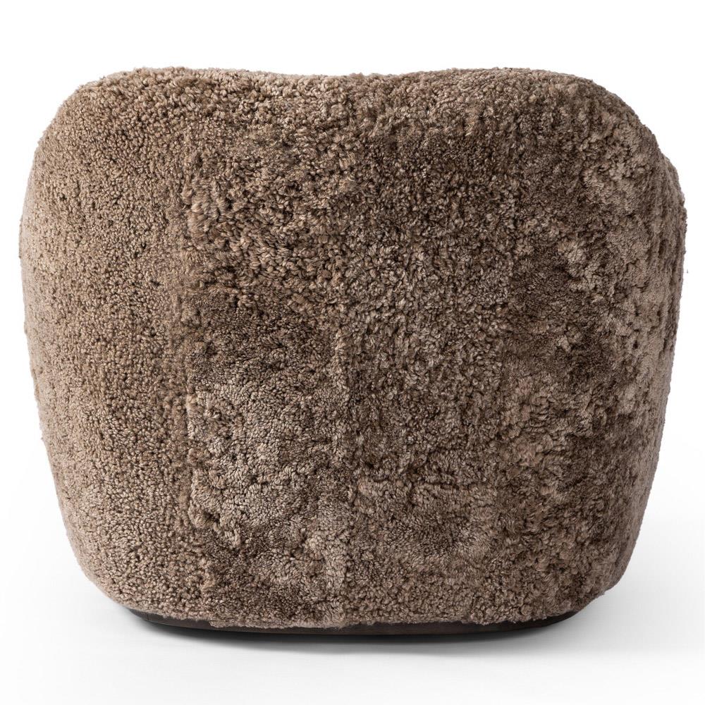 Justine Modern Classic Taupe Shearling Swivel Barrel Chair|