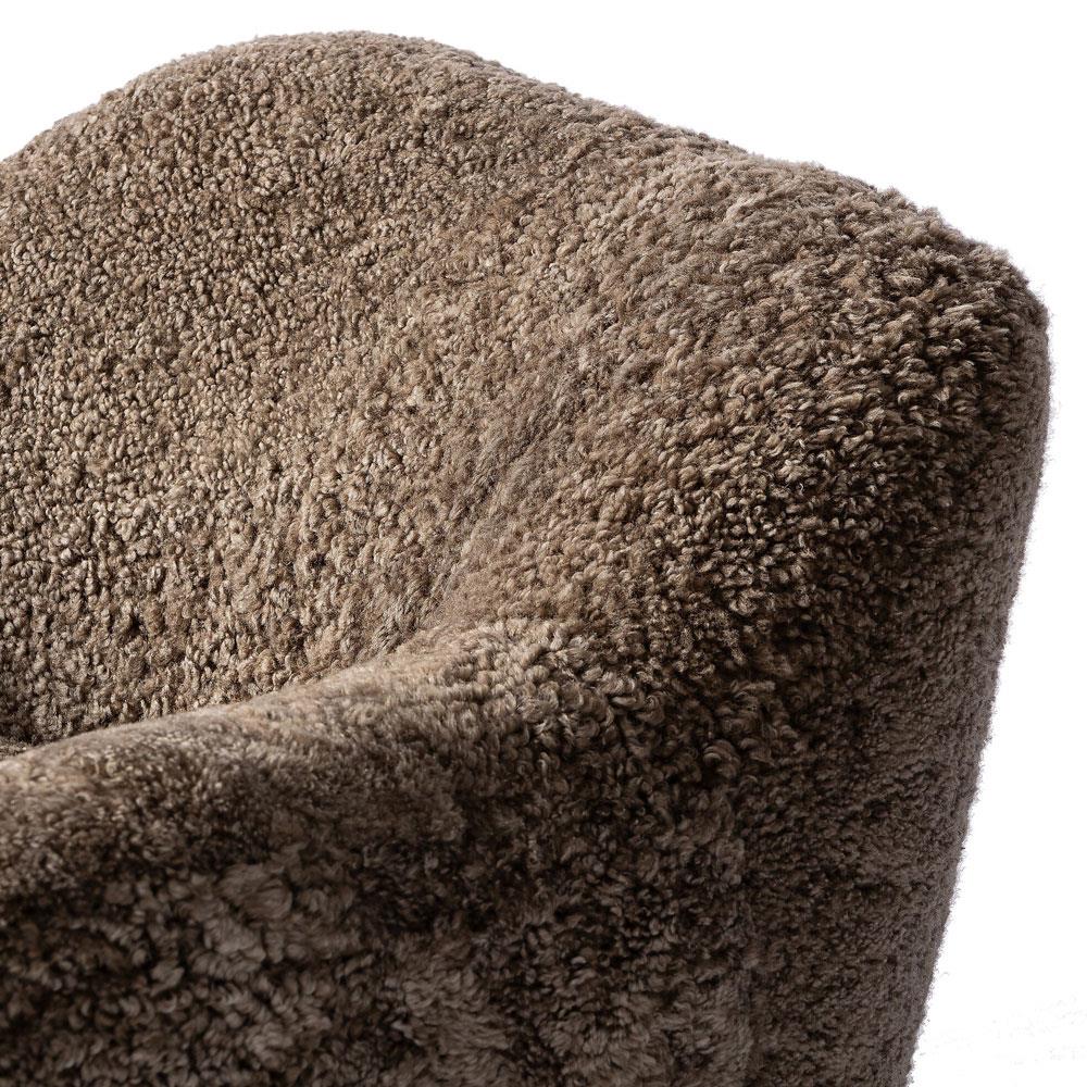 Justine Modern Classic Taupe Shearling Swivel Barrel Chair|