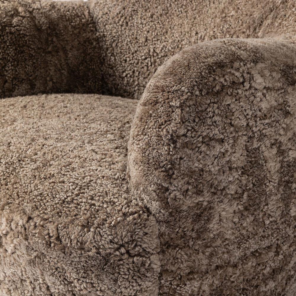 Justine Modern Classic Taupe Shearling Swivel Barrel Chair|