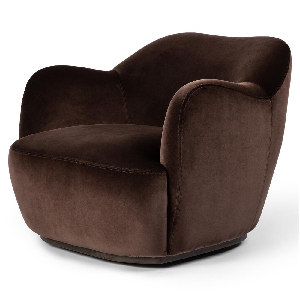 Justine Modern Classic Cocoa Brown Swivel Barrel Chair|