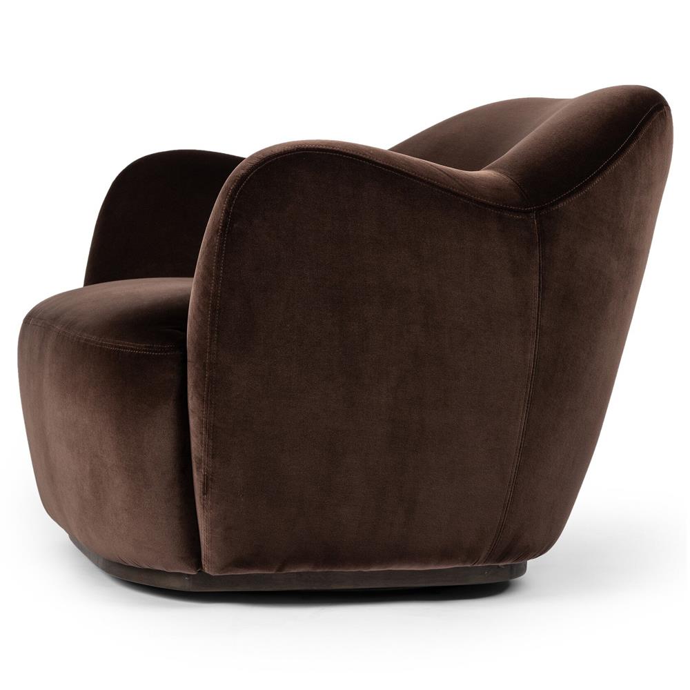 Justine Modern Classic Cocoa Brown Swivel Barrel Chair|
