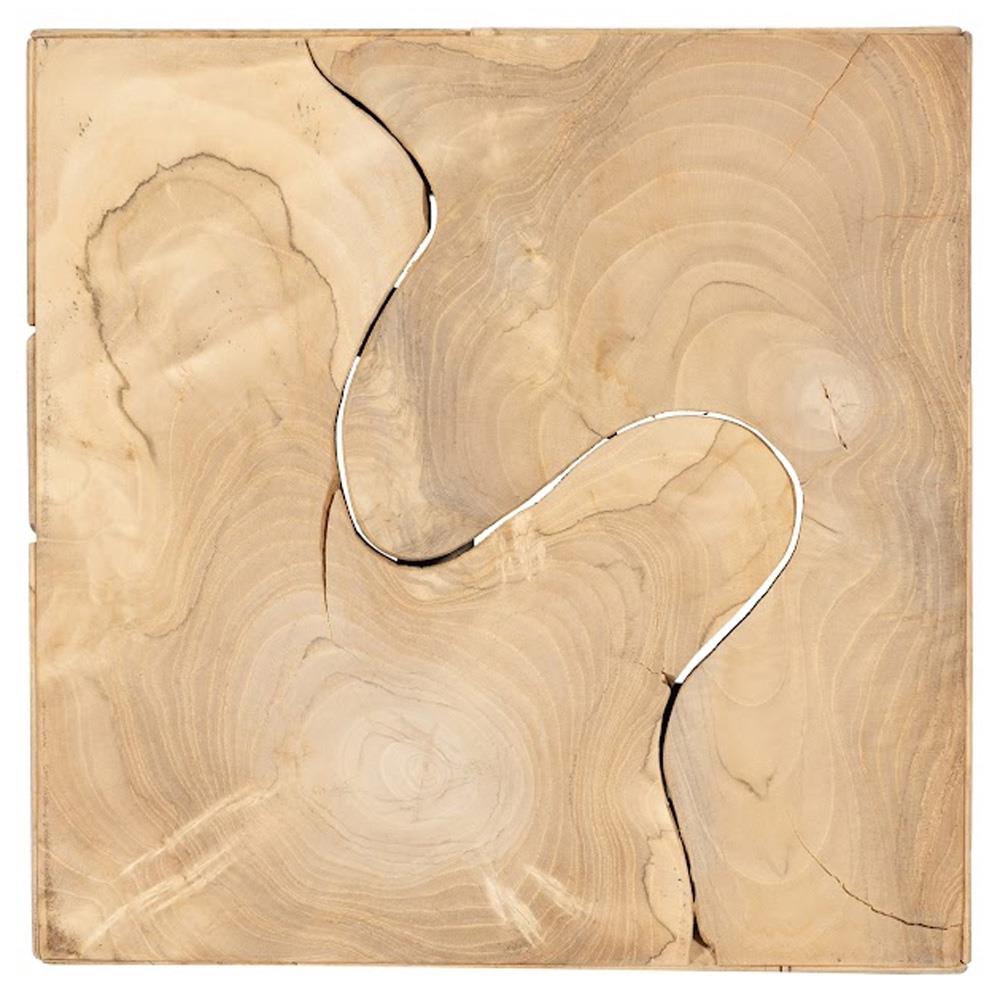 Zaria Coastal Beach Bleached Teak Slice Square Plinth Pedestal - 24"|