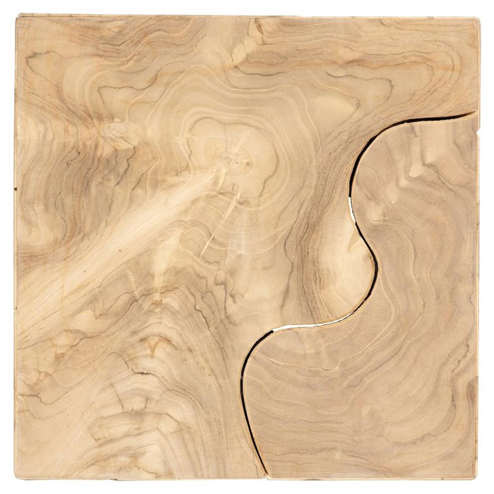 Zaria Coastal Beach Bleached Teak Slice Square Plinth Pedestal - 39"|