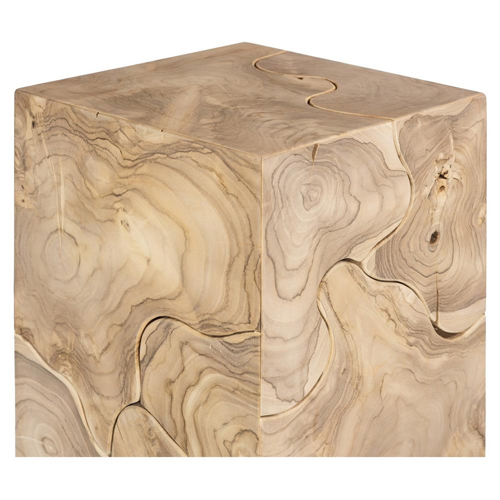 Zaria Coastal Beach Bleached Teak Slice Square Plinth Pedestal - 39"|