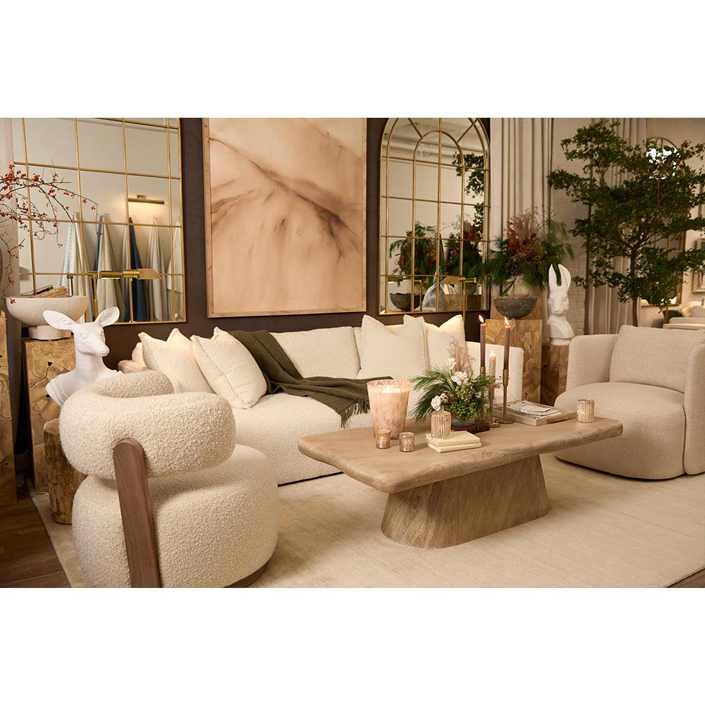 Mara Coastal Beach Natural Brown Acacia Wood Rectangular Coffee Table|