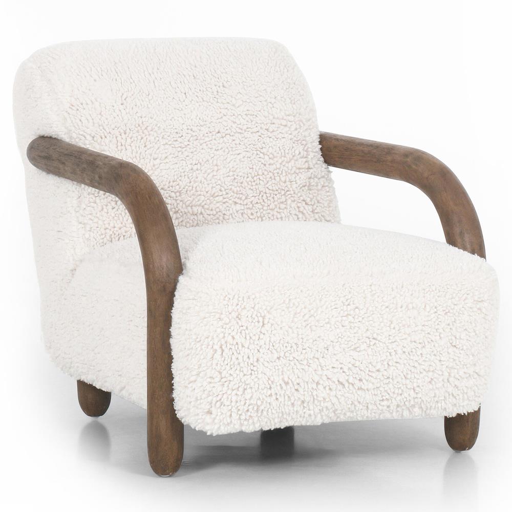 Waverly Modern Classic Off White Faux Shearling Arm Chair|