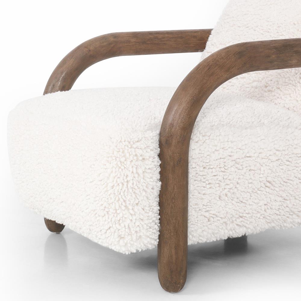 Waverly Modern Classic Off White Faux Shearling Arm Chair|