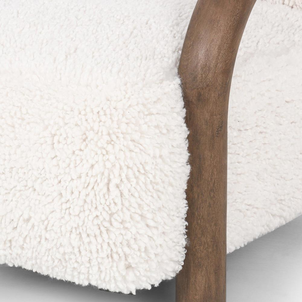 Waverly Modern Classic Off White Faux Shearling Arm Chair|