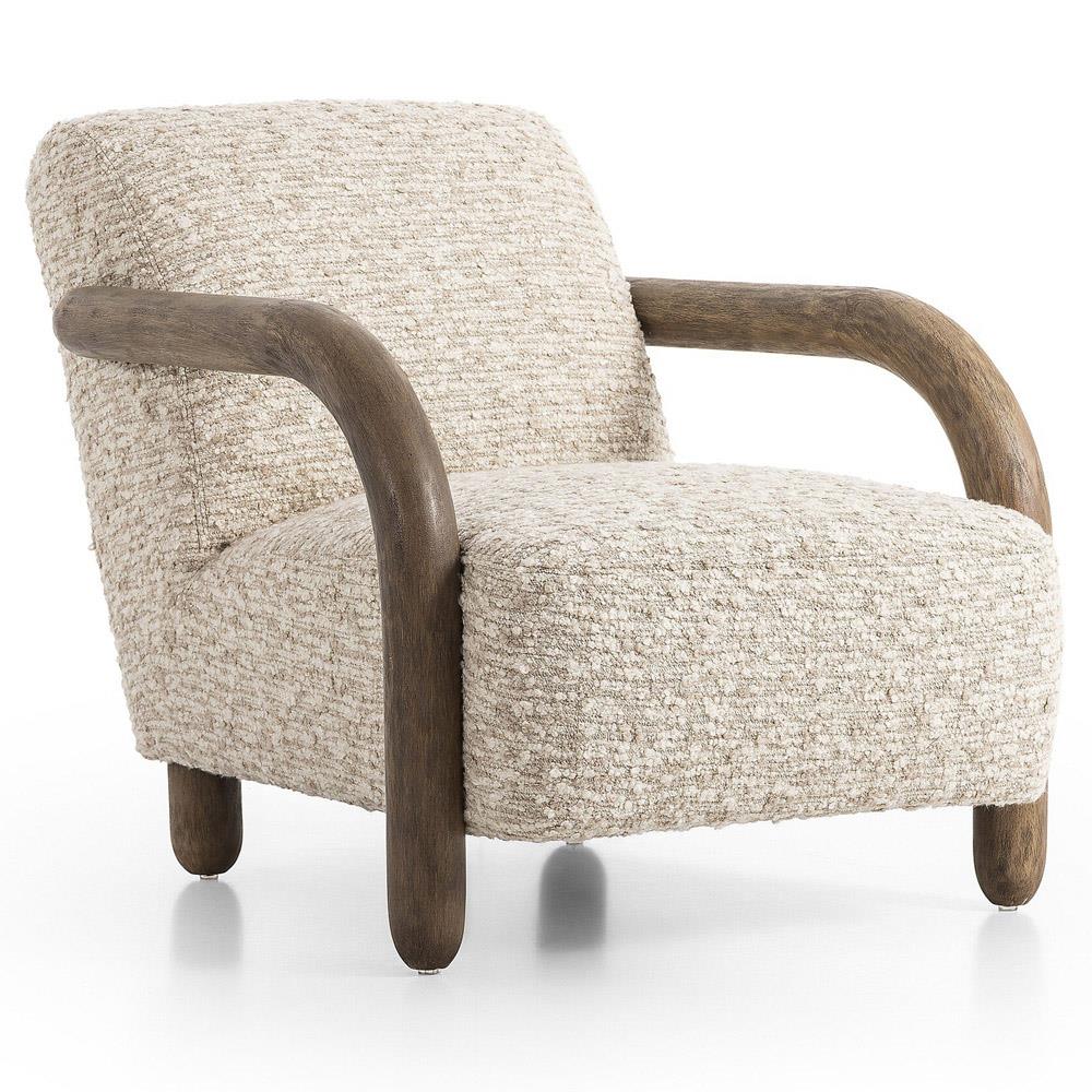Waverly Modern Classic Beige Faux Shearling Arm Chair|